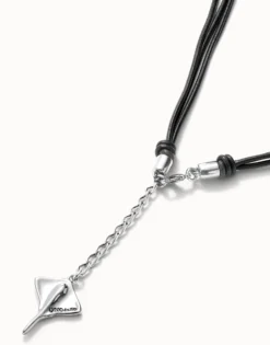 Long leather necklace pendant with manta ray