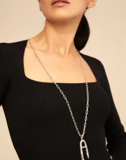 Long link chain charm necklace