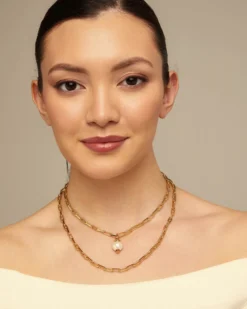 Long link chain charm necklace