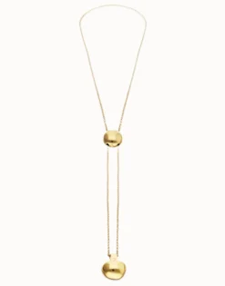 Long necklace with an adjustable chain and two weights