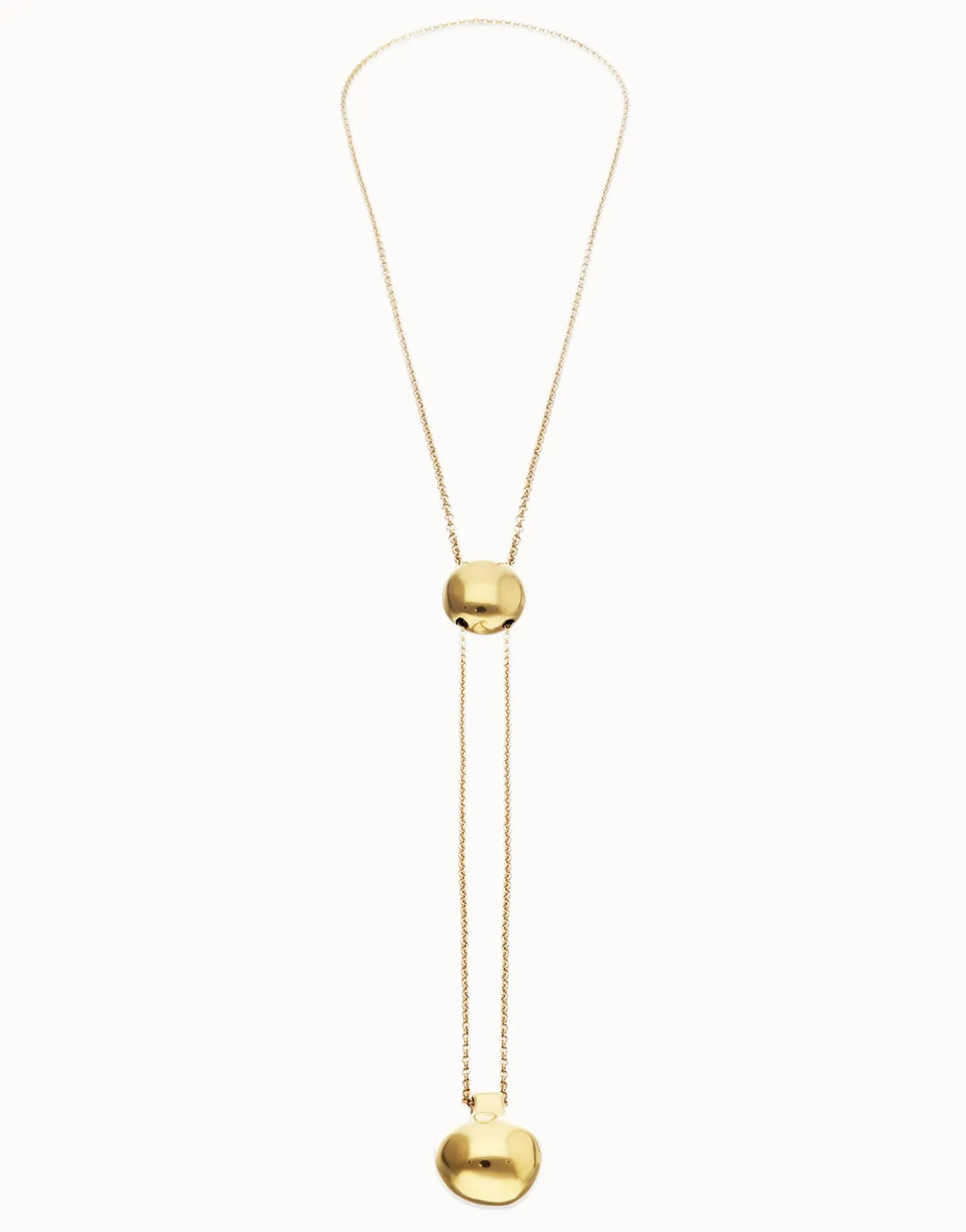Long necklace with an adjustable chain and two weights