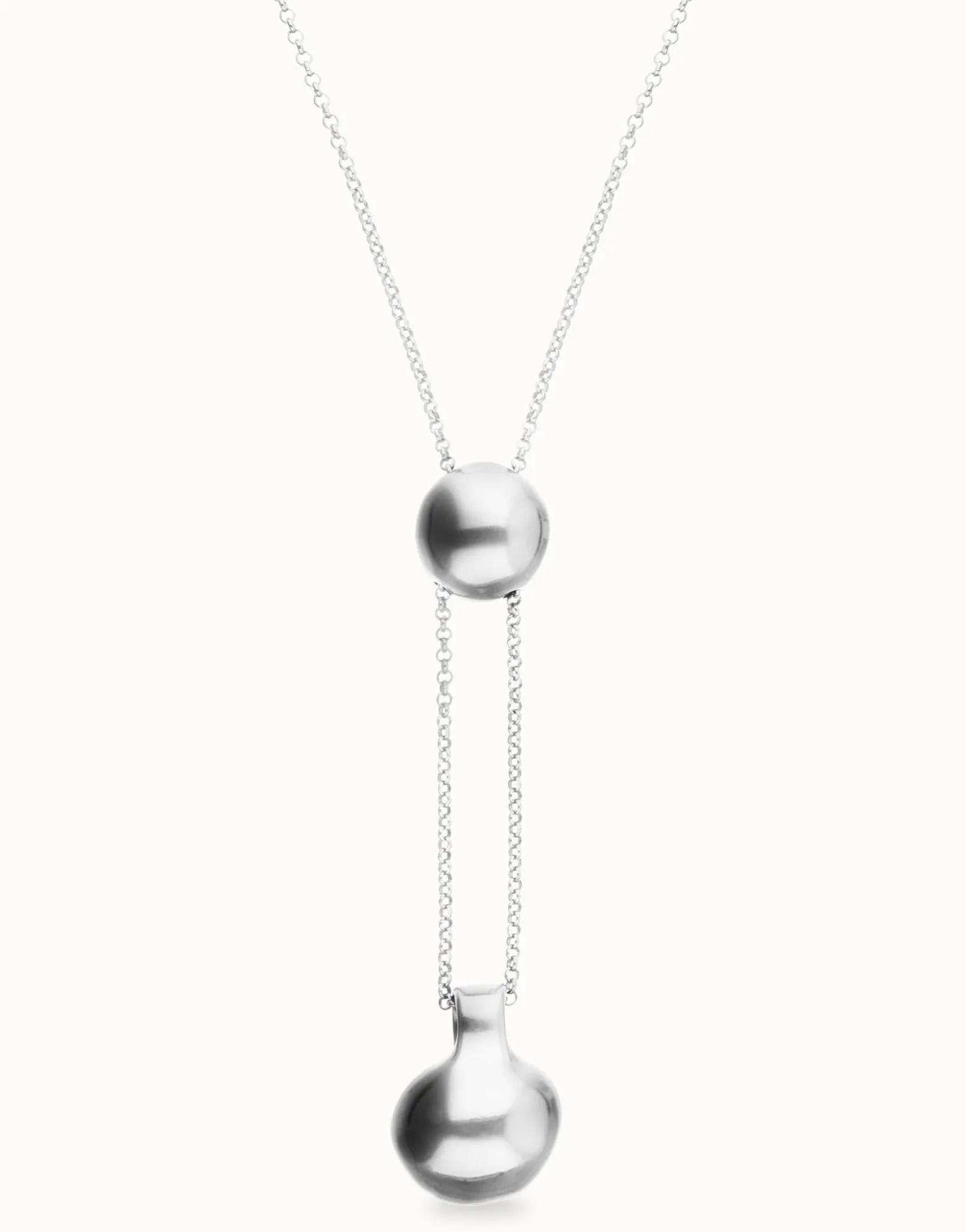 Long necklace with an adjustable chain and two weights