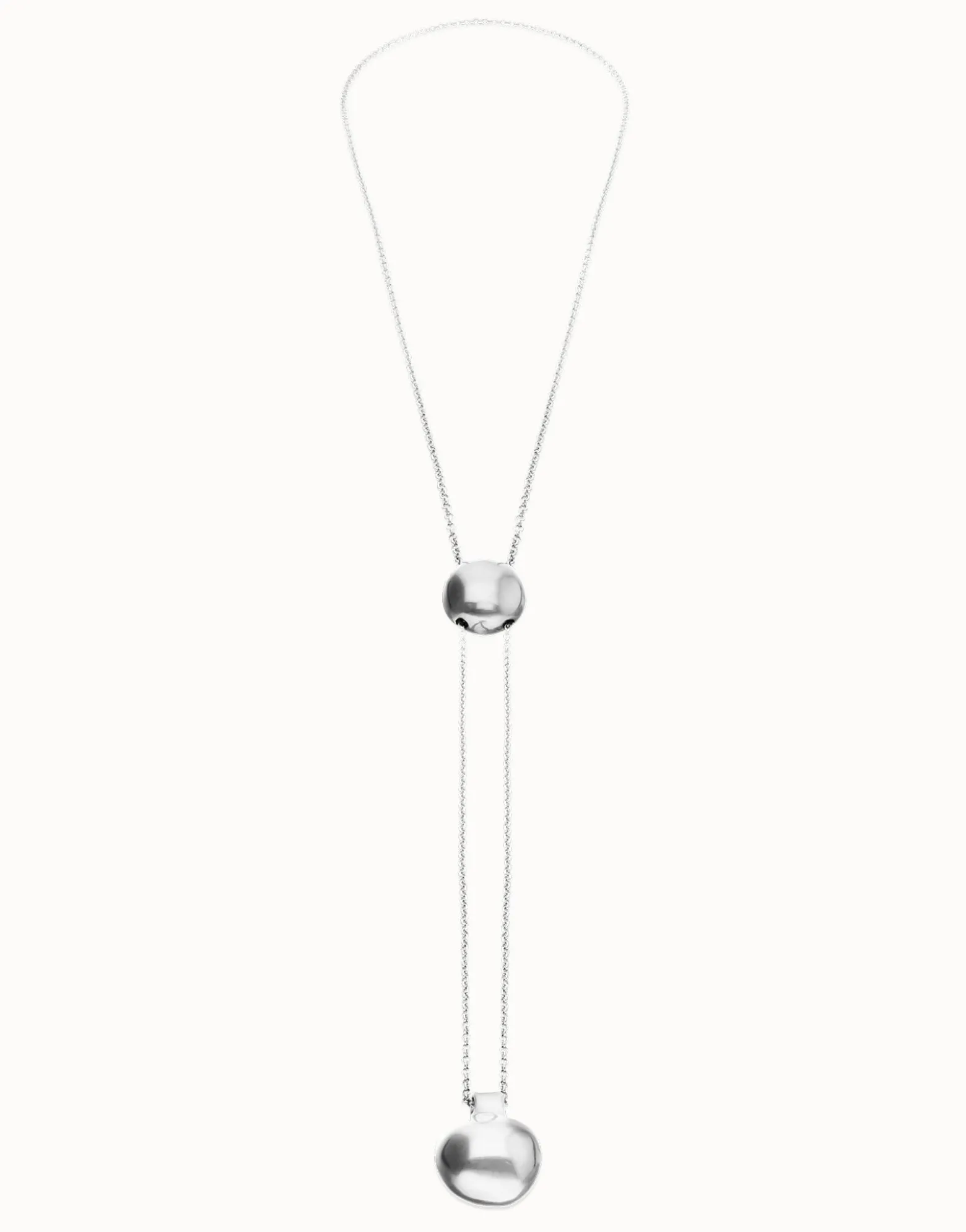 Long necklace with an adjustable chain and two weights