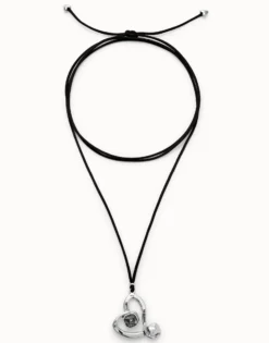Long pendant and central heart with black crystal
