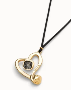 Long pendant and central heart with black crystal