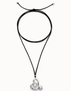 Long pendant and central heart with transparent crystal