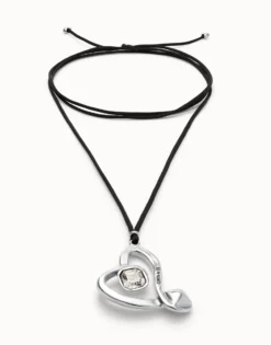 Long pendant and central heart with transparent crystal