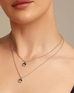 Long pendant chain necklace with crystals