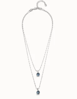 Long pendant chain necklace with crystals