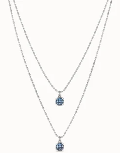Long pendant chain necklace with crystals