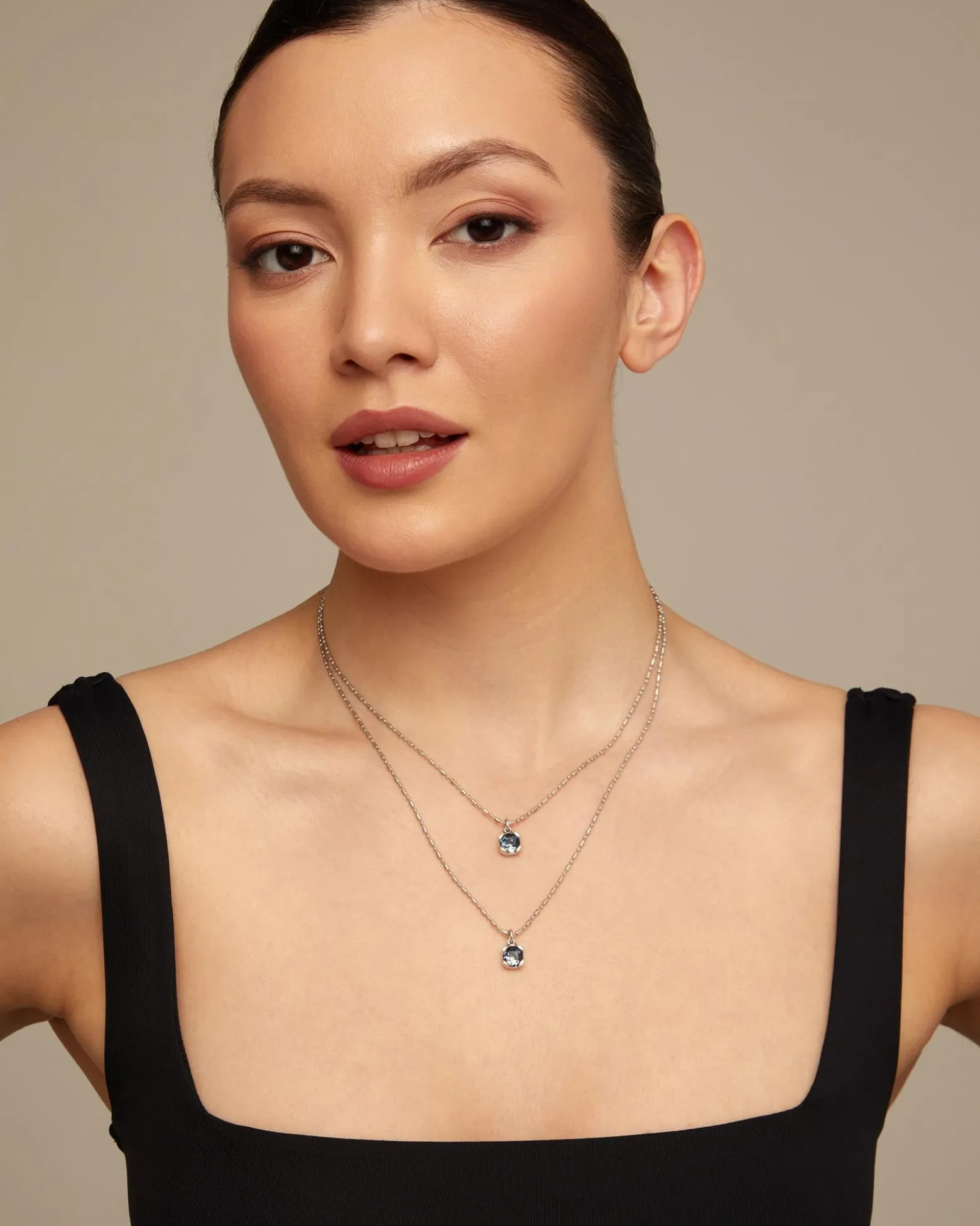 Long pendant chain necklace with crystals