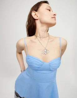 Long pendant chain necklace with central eye