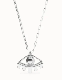 Long pendant chain necklace with central eye