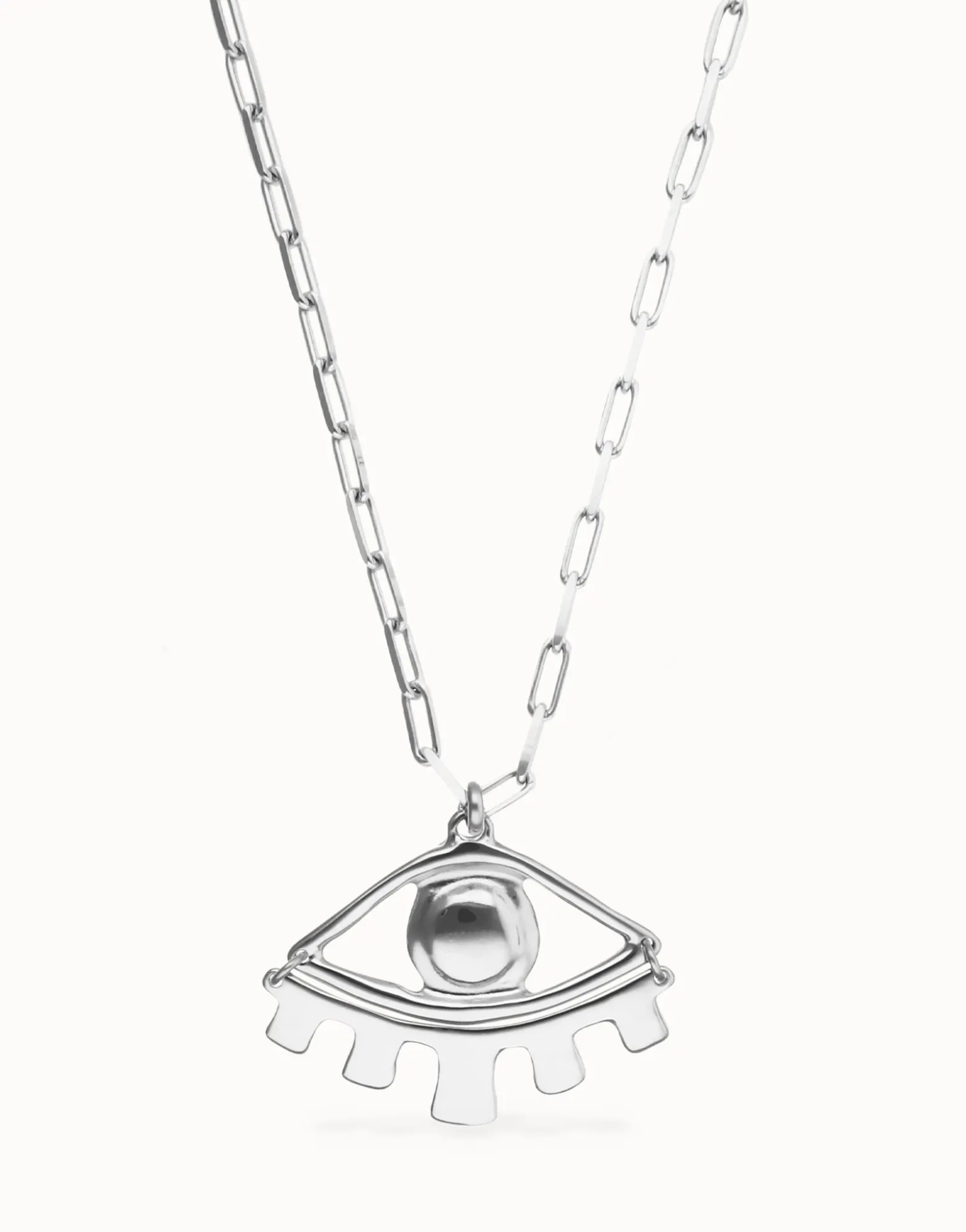 Long pendant chain necklace with central eye