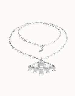 Long pendant chain necklace with central eye