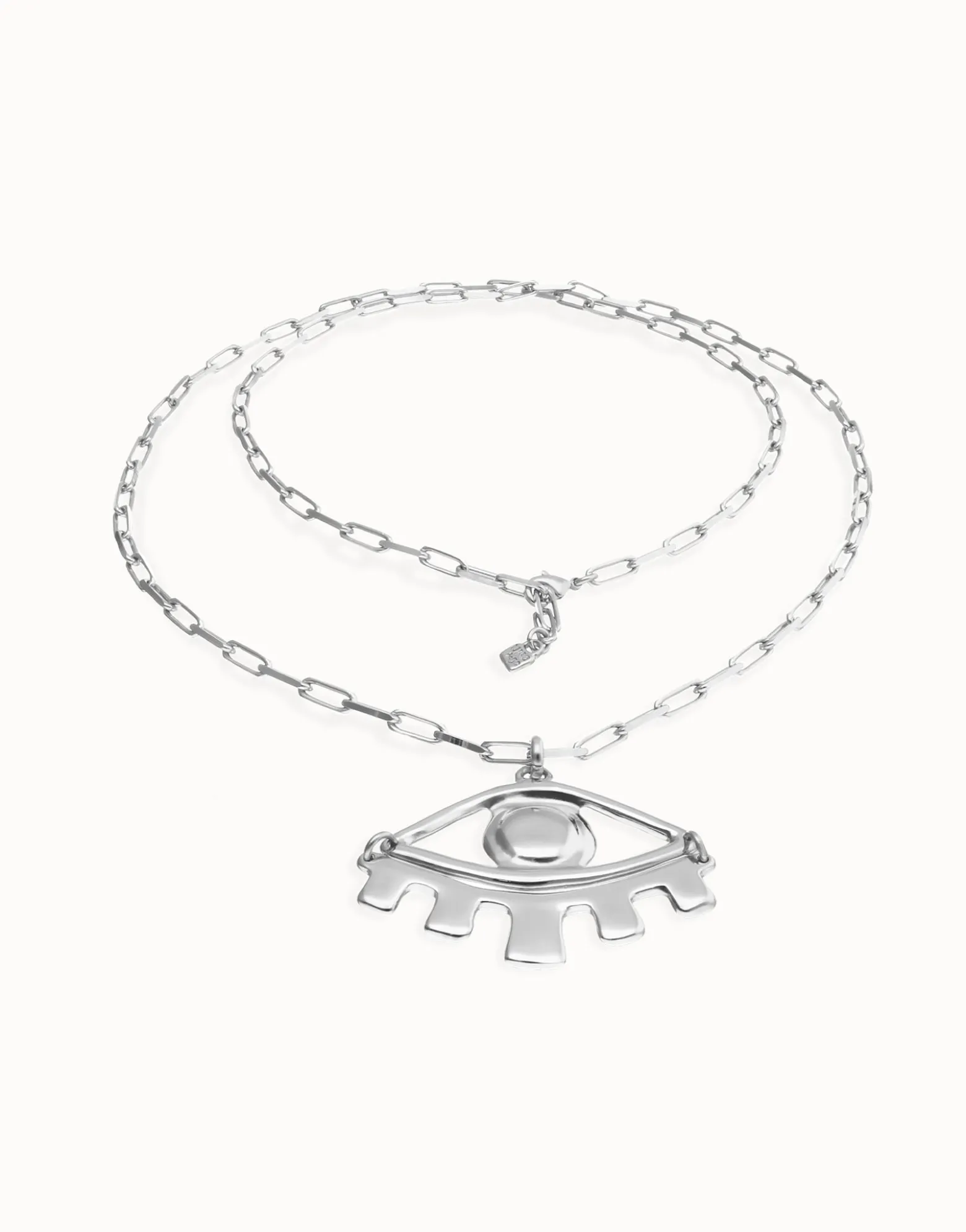 Long pendant chain necklace with central eye