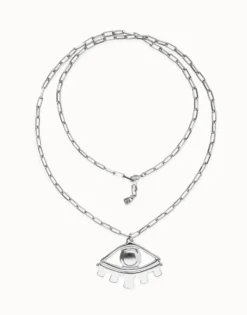 Long pendant chain necklace with central eye