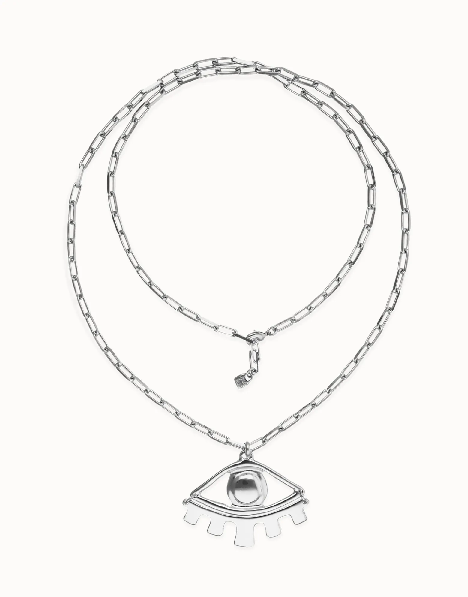 Long pendant chain necklace with central eye