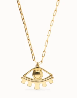 Long pendant chain necklace with central eye