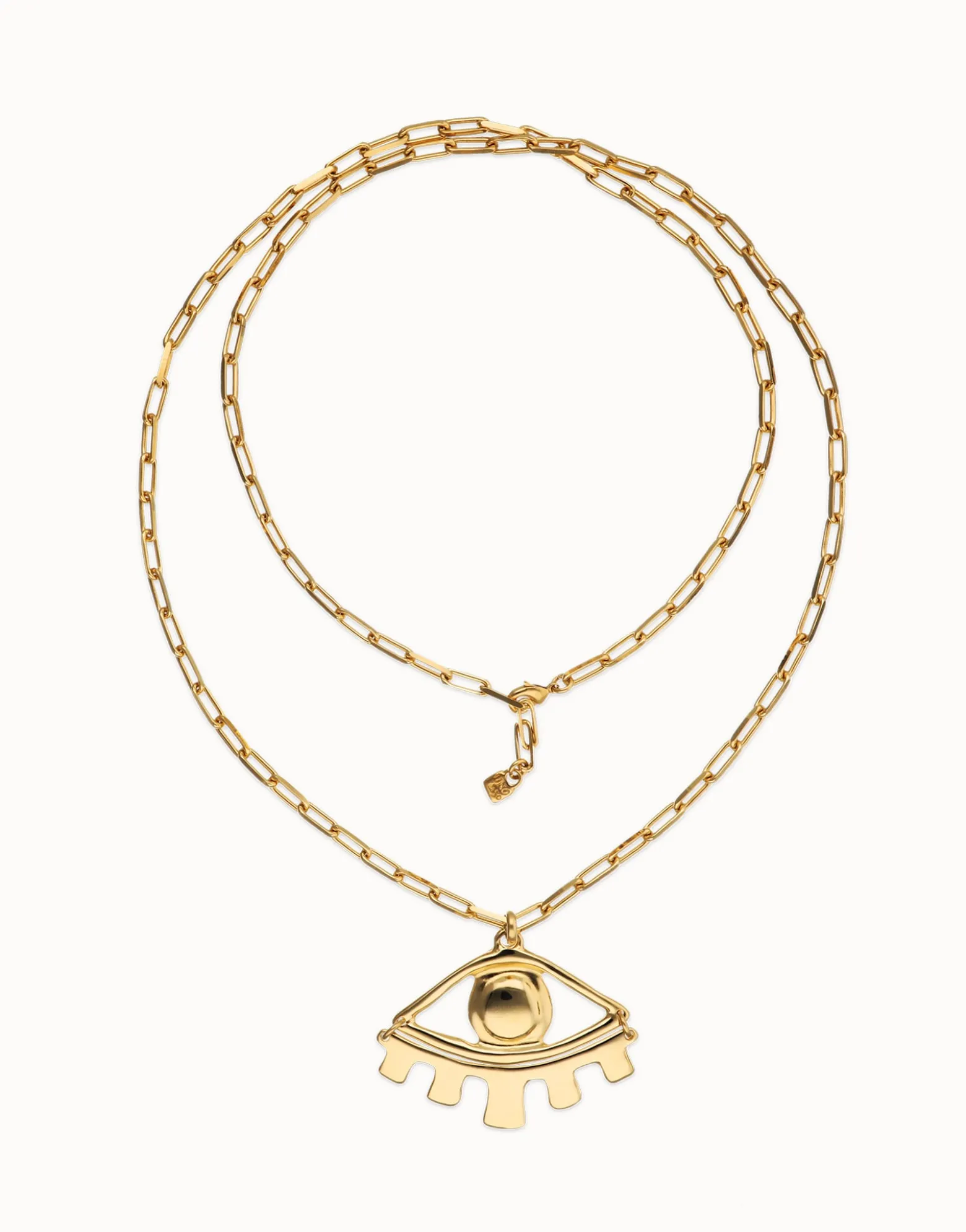 Long pendant chain necklace with central eye