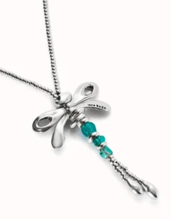 Long pendant necklace with a dragonfly