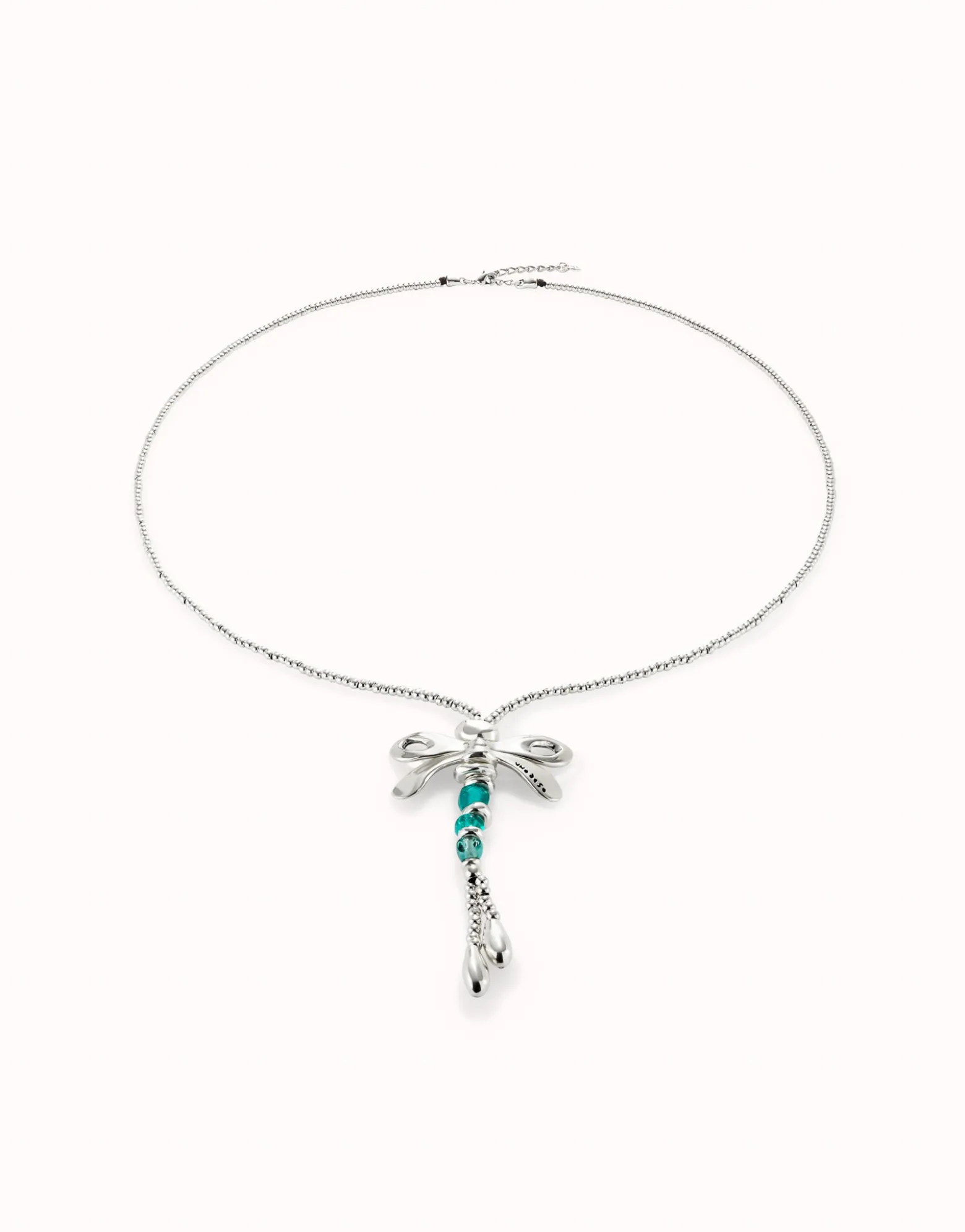Long pendant necklace with a dragonfly