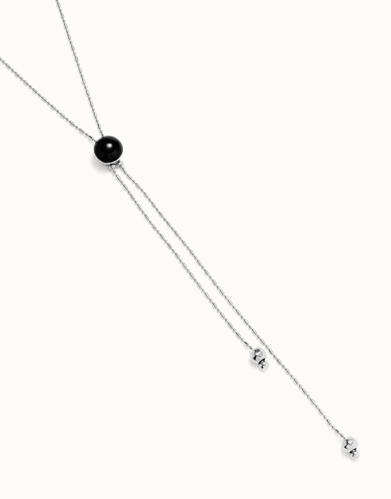 Long pendant necklace with central black murano glass