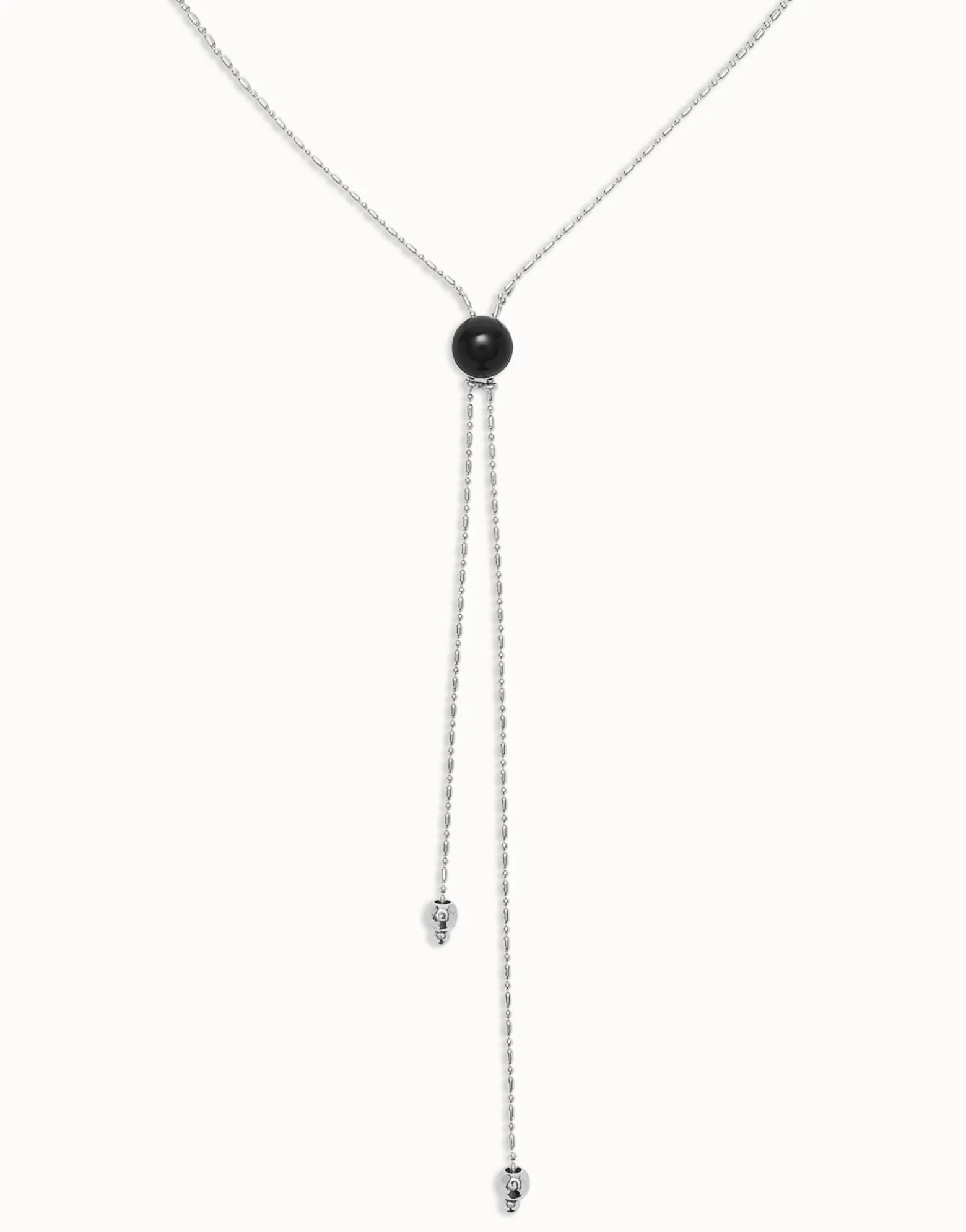 Long pendant necklace with central black murano glass