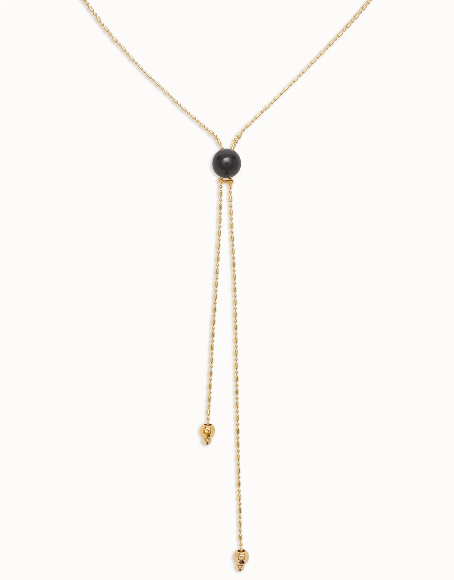 Long pendant necklace with central black murano glass
