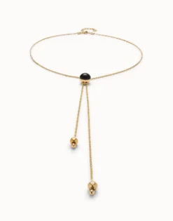 Long pendant necklace with central black murano glass