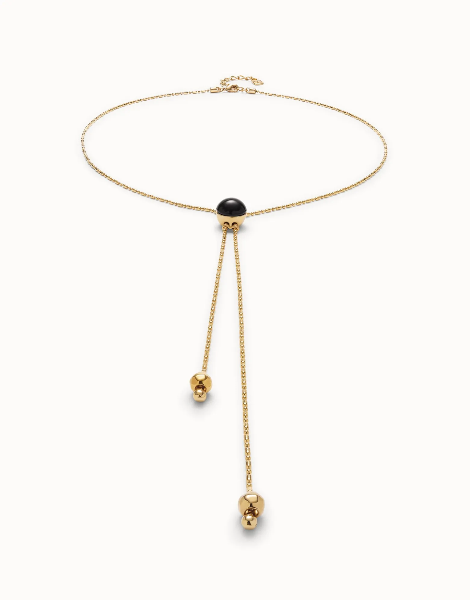 Long pendant necklace with central black murano glass