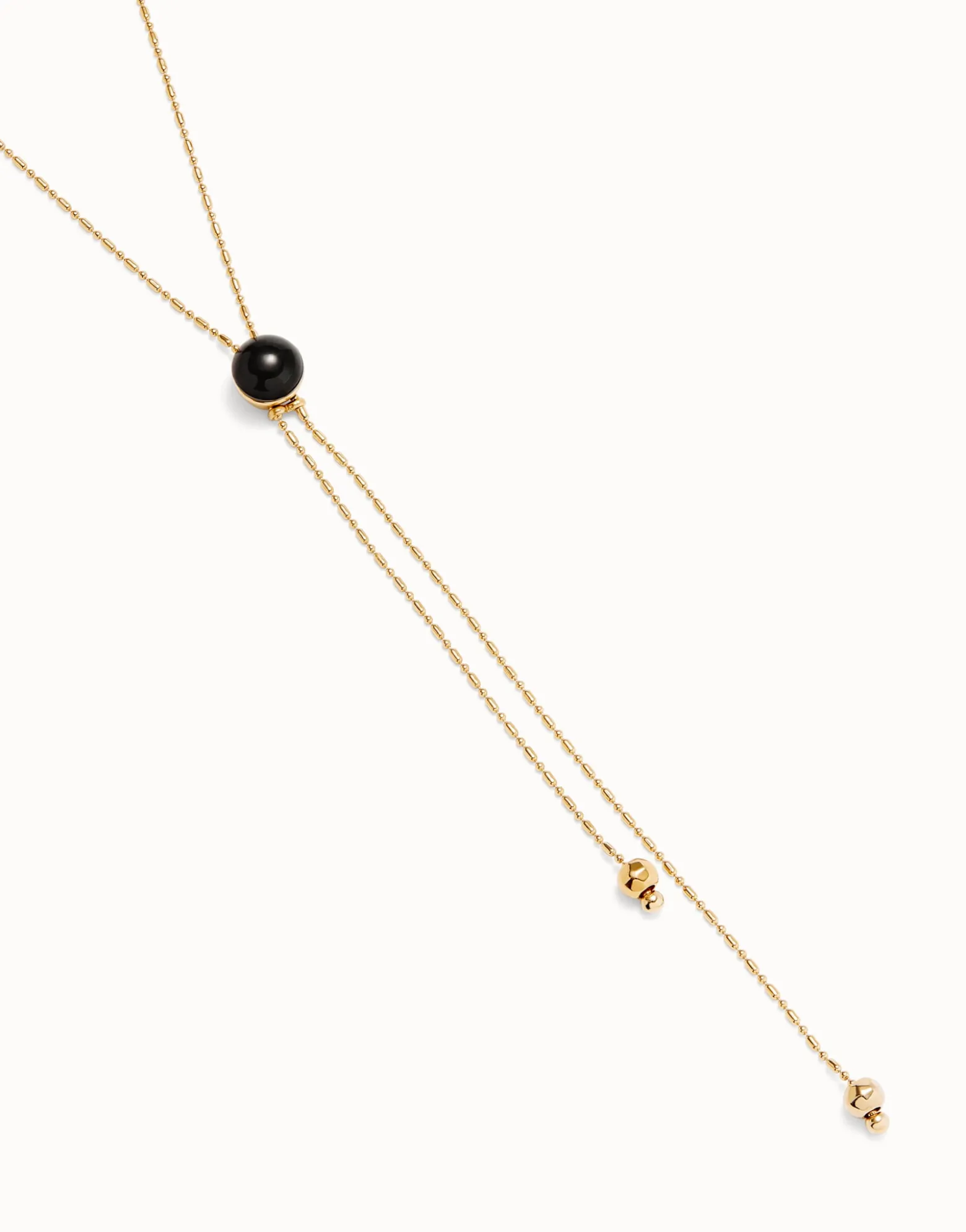 Long pendant necklace with central black murano glass