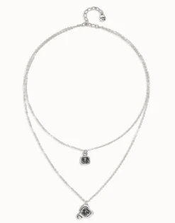Multi-layer pendant link chain necklace with heart charm