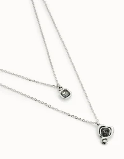 Multi-layer pendant link chain necklace with heart charm