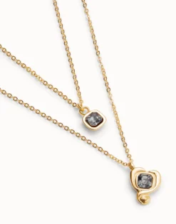 Multi-layer pendant link chain necklace with heart charm