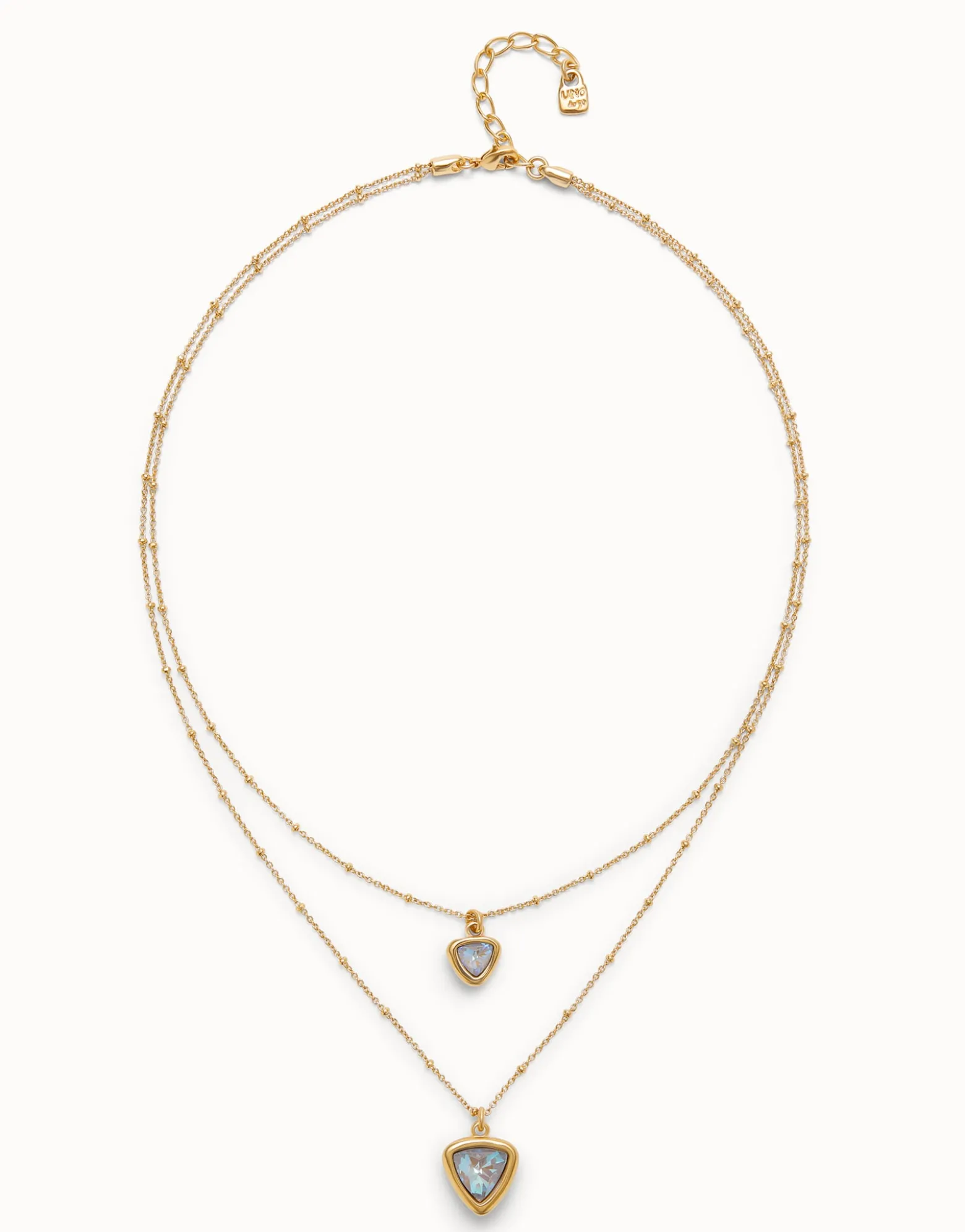 Multi-layer pendant link chain necklace with crystal