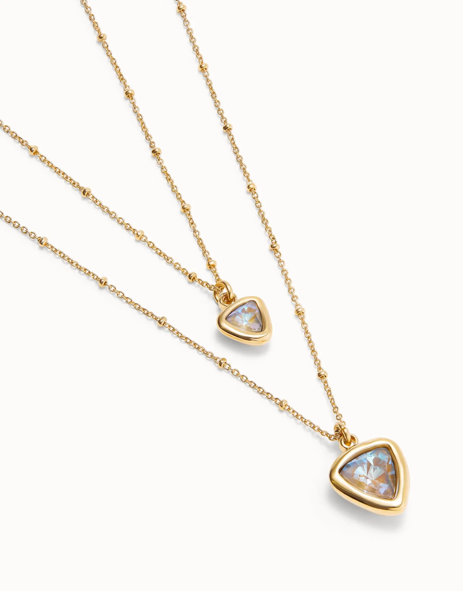 Multi-layer pendant link chain necklace with crystal
