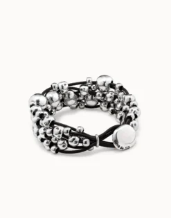 Multi strand beaded leather bracelet