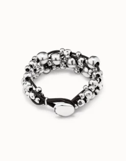 Multi strand beaded leather bracelet