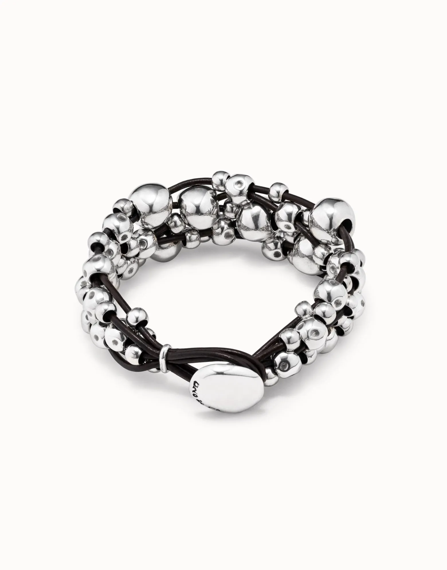 Multi strand beaded leather bracelet