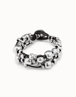 Multi strand beaded leather bracelet
