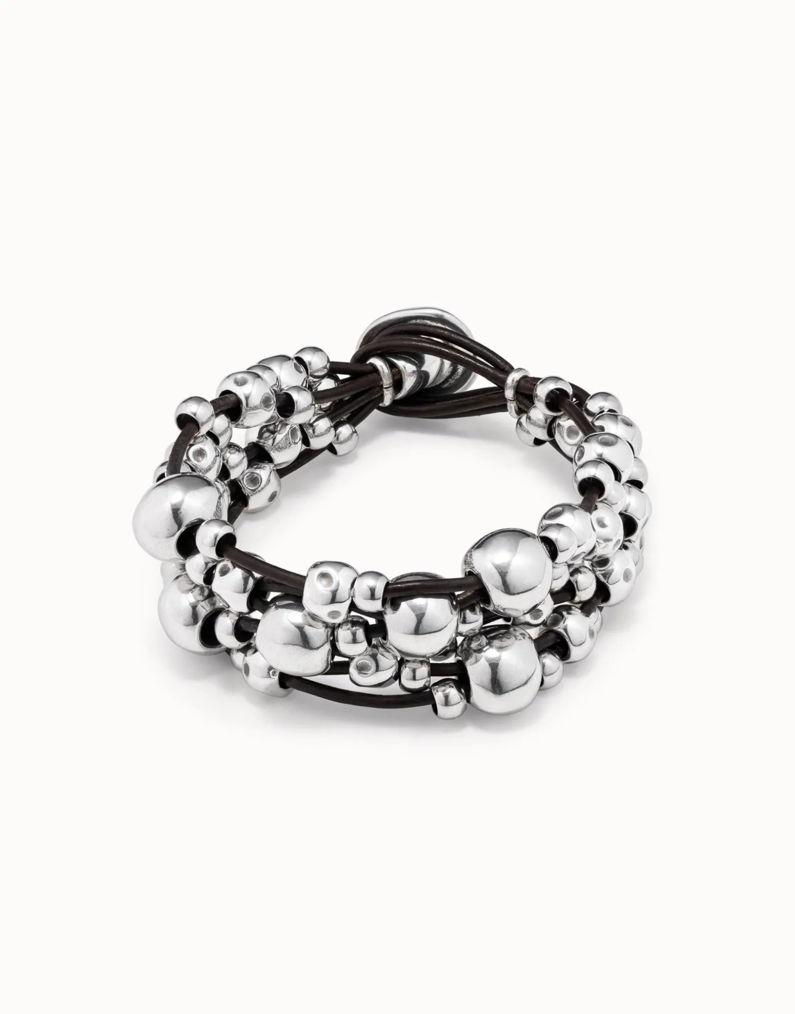 Multi strand beaded leather bracelet