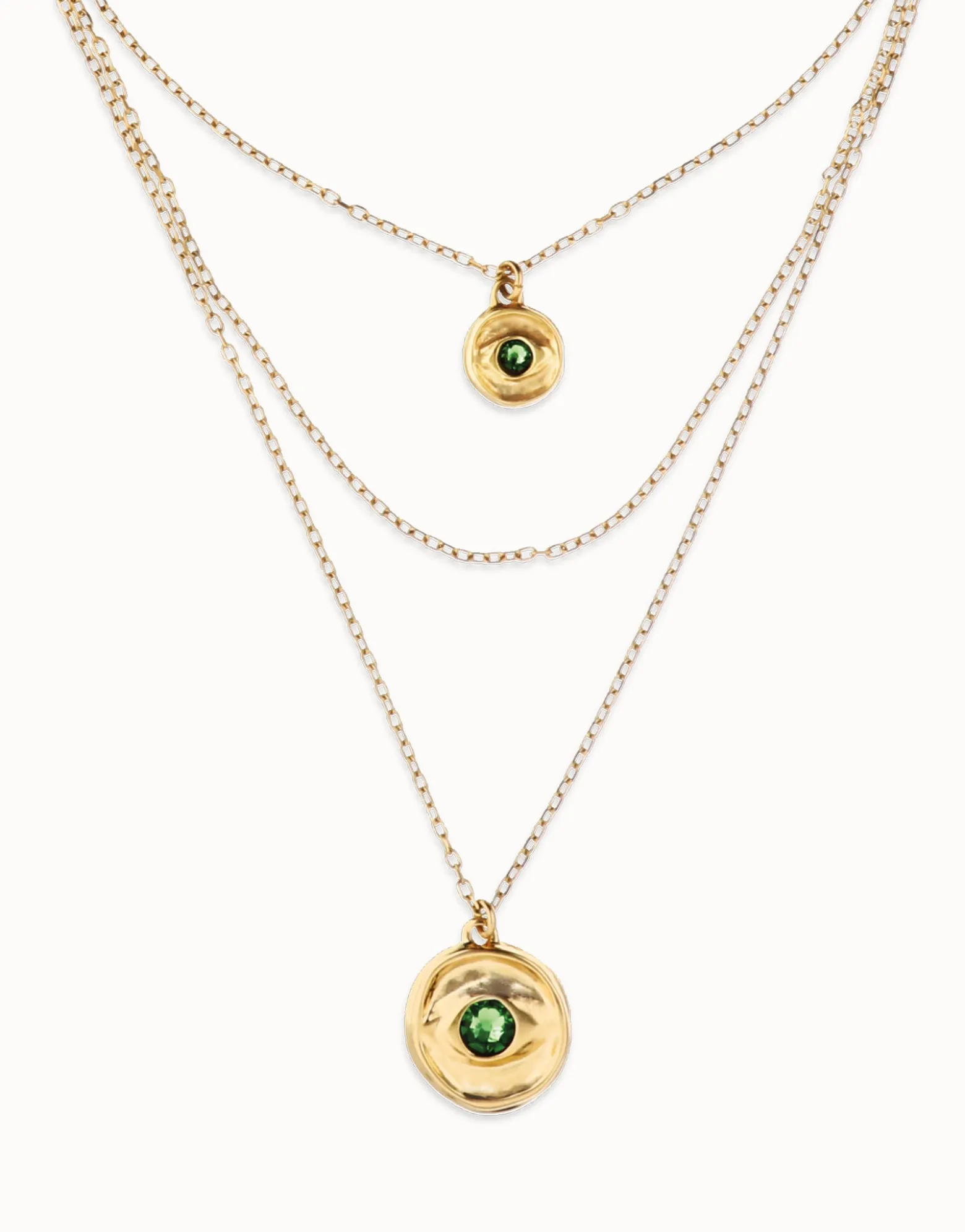 Multi strand chain necklace with an eye