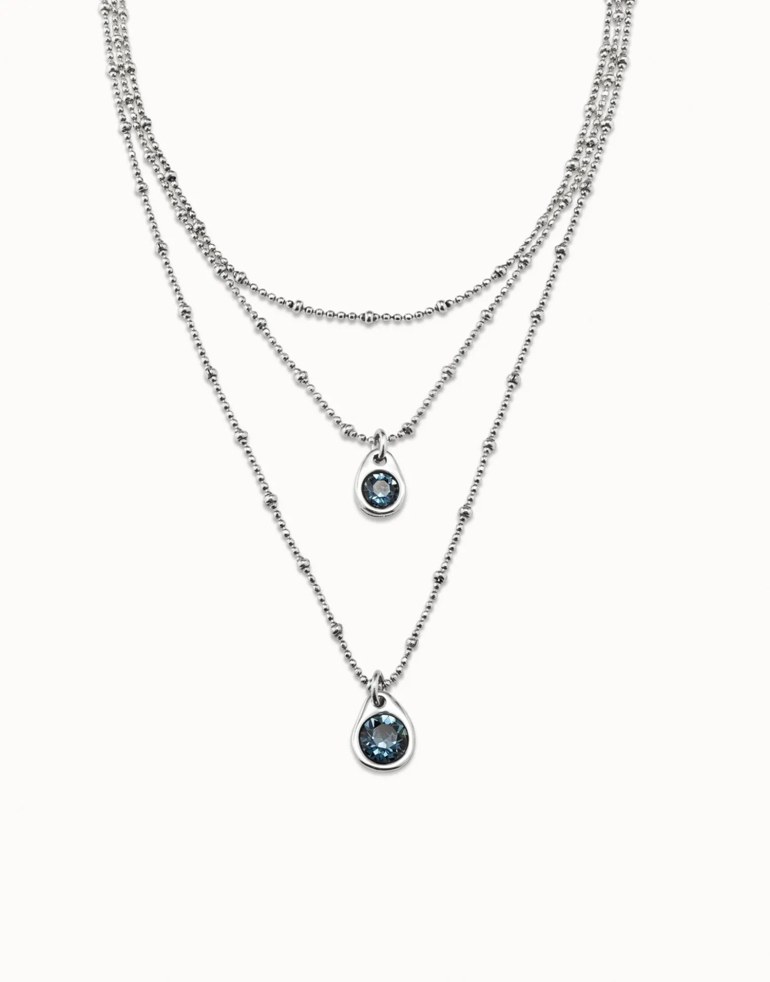 Multi strand chain pendant necklace with crystal