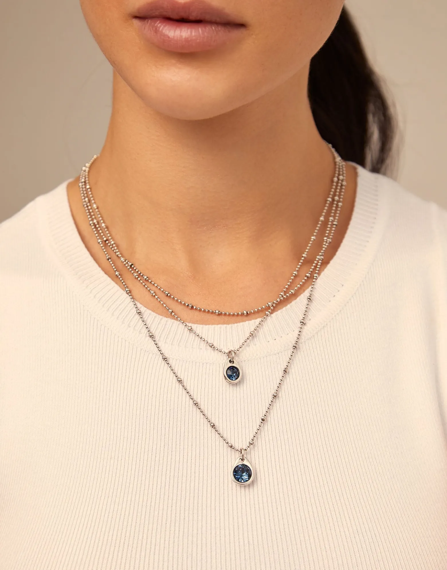 Multi strand chain pendant necklace with crystal