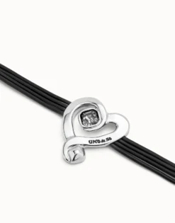 Multi strand leather bracelet with a heart