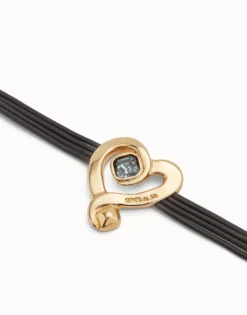 Multi strand leather bracelet with a heart