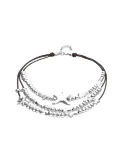 Multi-strand leather necklace with starfish