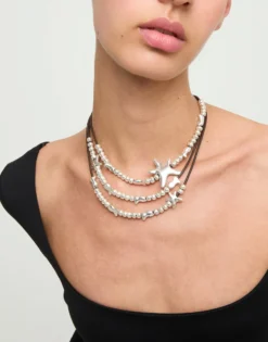 Multi-strand leather necklace with starfish