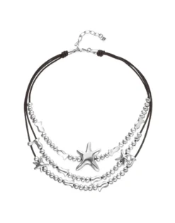 Multi-strand leather necklace with starfish